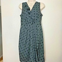 Oh Baby Motherhood Maternity Sz M Gray Black Polka Dot Vneck Ruffle Coll... - $11.87