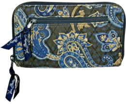 Vera Bradley Windsor Navy Blue Paisley 8x4.5in Zip Around Wallet with Co... - $22.37