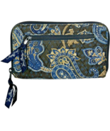Vera Bradley Windsor Navy Blue Paisley 8x4.5in Zip Around Wallet with Co... - $22.37