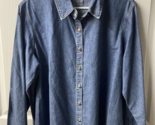 J Jill Woman Long Sleeve Chambray Shirt Womens Size 2x Blue Button Up Denim - $19.75