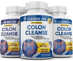 3 X Colon Cleanse Detox Herbs Pounds Lose Weight Eliminates Waste 3000mg - £21.93 GBP