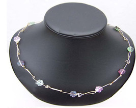 Wn1 14kt gf necklace with fluorite carved flowers  - £58.97 GBP