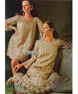 1960s Fun Flirty Mini or Maxi Lacy Dress - Crochet pattern (PDF 6853) - £2.93 GBP