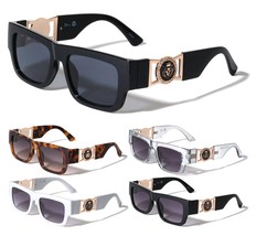 Square Classic Gold Lion Head Medallion Sport Sunglasses Retro Designer Fashion - £9.80 GBP+