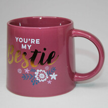 &quot;You&#39;re My Bestie&quot; Purple Coffee Mug Gold Floral Pattern By Threshold Tea Cup - $9.70