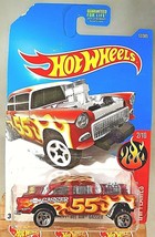 2017 Hot Wheels #12 Hw Flames 2/10 &#39;55 Chevy Bel Air Gasser Satin Red w/5 Spokes - £9.04 GBP