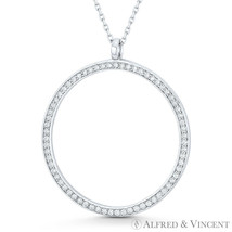 Eternity Circle Love Forever CZ Crystal Pendant Necklace in .925 Sterling Silver - £24.93 GBP