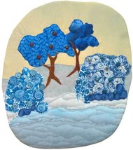 Blue Trees by the Sea: Quilted Art wall hanging - £277.47 GBP