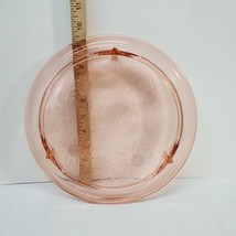 Jeanette Sunflower Footed Cake Plate 10&quot; Pink Depression Glass Vtg 3-leg 22-323 - £21.99 GBP