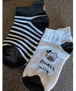 Two (2) Pair ~ 1-Striped Pattern &amp; 1-Cow Print ~ Tight Knit ~ Ankle Sock... - $28.06 CAD
