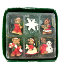 Stats Vintage Mini Teddy Bear Ornaments Christmas Holiday Tree Decor - £15.16 GBP