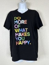 Unbranded Womens Size L Black V-neck T-shirt &quot;Do More Of What Makes You ... - £8.49 GBP