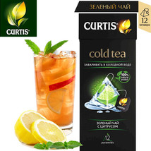Curtis Cold Green Tea CITRUS 12 Pyramids Made in Russia 100% Natural Product ЧАЙ - £4.66 GBP