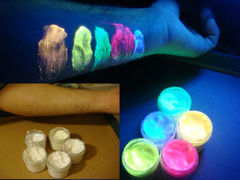 UV body paint invisible neon glow 5 color set big jars [2 oz = 60 grams] - £36.05 GBP