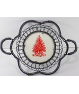 UNIQUE WIRE &amp; PORCELAIN CHRISTMAS TRAY Twisted Wire 11&quot; Wide XMAS TREE P... - €9,29 EUR