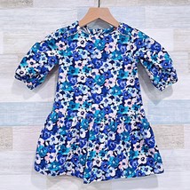 Gymboree Floral Corduroy Dress Blue Pink Long Sleeve Cotton Toddler Girl 3T - $14.84