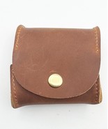 Real Cow Leather Mini Coin Pouch Wallet Snap Closure Brown Purse Small - $250.75 MXN
