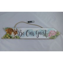 New Ashland Be Our Guest Arrow 18&quot; Wooden Plaque Bunny Flowers Easter Sp... - $17.81