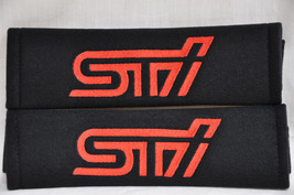 2 pieces (1 PAIR) STI Embroidery Seat Belt Cover Shoulder Pads (Red on B... - $16.99