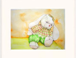 White Toy Rabbit Watercolor/color Pencil - Prints  - £27.40 GBP