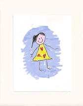 Girl in Yellow Dress- &quot;Kid&#39;s Art-Style&quot; Hand Drawn/Digitally - £27.91 GBP
