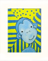 Funky Blue Monkey Acrylic on Canvas Board - Prints Available - £27.89 GBP