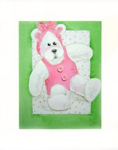 Girl Teddy With Pink Bow Acrylic on Canvas Board - Prints Av - £27.36 GBP