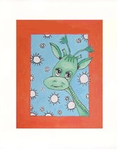 Green Giraffe  Acrylic on Canvas Board - Prints Available 8&quot; - $35.00