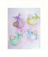 Babies Floating Watercolor/Color Pencils - Prints  8" X 10" - $35.00