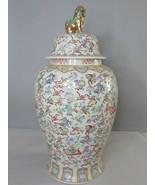Beautiful Vintage Hand Painted Floral Chinese Porcelain 32&quot; Temple Jar E758 - £384.47 GBP
