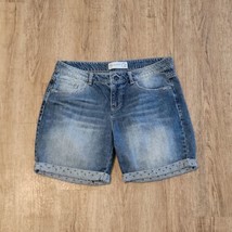 Inked &amp; Faded Denim Jean Shorts ~ Sz 8 ~ Mid Rise ~ Blue ~ 6.5&quot; Inseam - £13.39 GBP