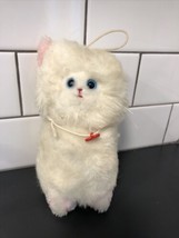 Vintage Eden Toys Stuffed Plush Cat Kitten With Wooden Rattle Inside Red Heart - £14.63 GBP