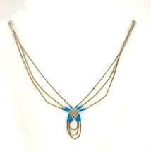 Vtg Signed Sterling Native American Liquid Silver Bead Turquoise Necklace sz 32&quot; - £35.83 GBP
