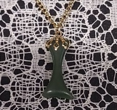 Jade Pendant with Gold Chain Necklace Bone Shaped Pendant - £20.00 GBP