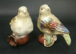 Set of 2 Vintage OTAGIRI Porcelain Blue/Cream Brown Sparrow Bird Figurines Japan - $18.39