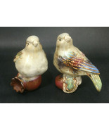 Set of 2 Vintage OTAGIRI Porcelain Blue/Cream Brown Sparrow Bird Figurin... - £14.41 GBP