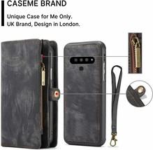 LG V60 ThinQ Wallet Case Magnetic Detachable Leather Folio Zipper Pocket Black - £48.78 GBP