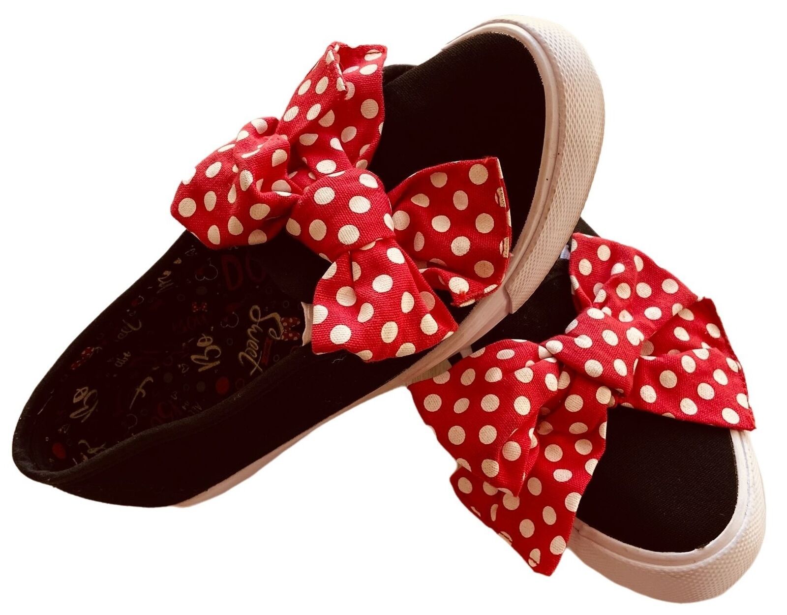 Disney Vans Style Minnie Mouse Bows Black - Red & White Size Girls 5 - $14.65