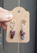 Artisan Sterling Silver Dangle Style Earrings w/Garnet Cluster - £25.67 GBP