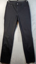 H&amp;M Jeans Women Size 33/32 Black Cotton Pocket Dark Wash Flat Front Straight Leg - £12.50 GBP