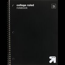 up&amp;up™ Spiral Notebook College Ruled 1 Subject Black 70 Pages 3 Hole Pun... - $9.21