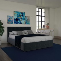 Dhp Rose Upholstered Platform Bed With Underbed Storage Drawers And, Blue Velvet - £493.84 GBP
