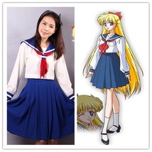 Sailor Moon Sailor Venus Cosplay Costume School Uniform Dress Customized Size - £46.22 GBP