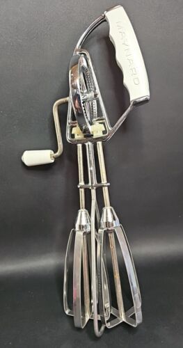 Primary image for Vintage 1950s Maynard Egg Beater No 49 White Handle Stainless Steel Body