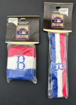 Rare Vintage Cooperstown Collection Boston Red Socks Wrist &amp; Headband Red/W/Blue - £84.21 GBP