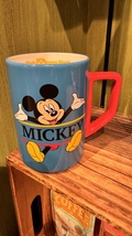 Walt Disney World Mickey Mouse Blue Red and White Ceramic Mug 14 oz NEW
