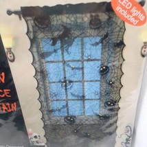 Halloween Led Lighted Lace Window Curtain 42&quot; X 84&quot; 1 Panel Battery Operated Nip - £19.27 GBP