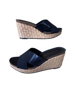 Donald Pliner Basic Elastic Leather Straw Covered Platform Wedge Shoe $2... - $120.35 CAD
