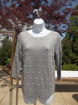 NWOT TALBOTS GRAY SWEATER WITH PEARLS M - £19.53 GBP