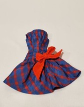 Vintage Mattel Barbie Doll #1651 BEAU TIME Dress Red &amp; Blue Taffeta From... - £98.62 GBP